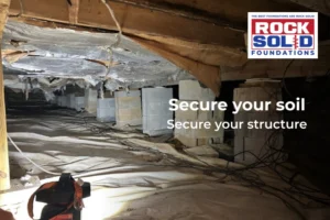 Professional foundation repair by Rock Solid Foundations to prevent soil erosion and structural damage around foundations.