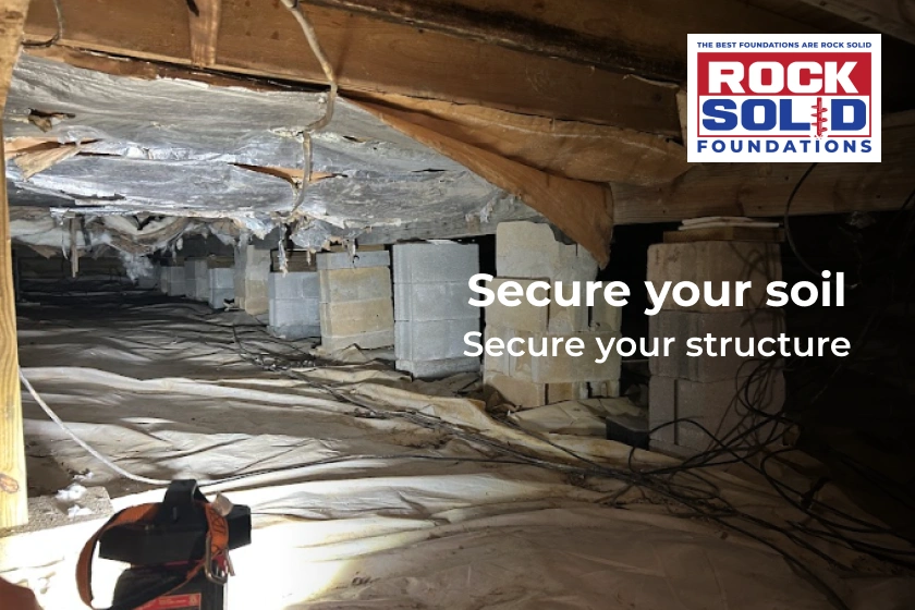 Professional foundation repair by Rock Solid Foundations to prevent soil erosion and structural damage around foundations.